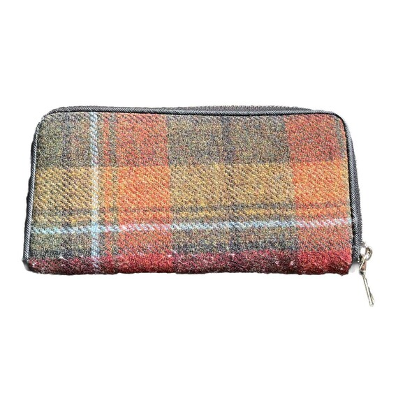 Mucros Weavers Irish Tweed Plaid Zippered Wallet Multi Slots Red Green Wool - Picture 3 of 4
